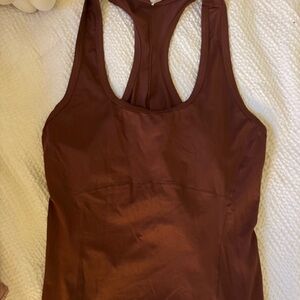 Brown Racerback Workout Tank Top